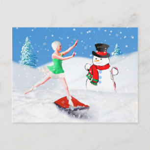 Cartes Pour Fêtes Annuelles Noël, Danseur de ballet, Scène de neige