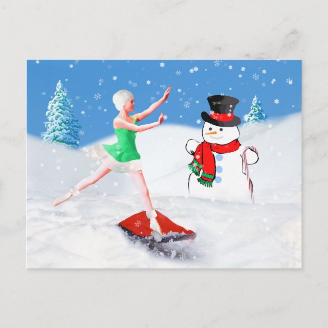 Cartes Pour Fêtes Annuelles Noël, Danseur de ballet, Scène de neige (Devant)
