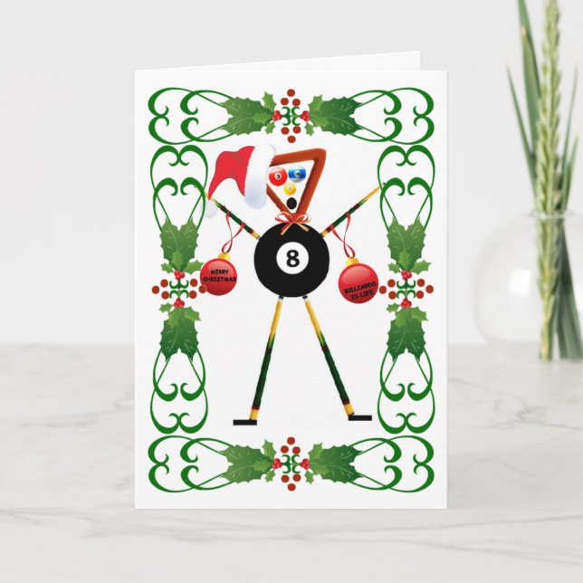 Cartes Pour Fêtes Annuelles Noël de bande dessinée de billards (Devant)