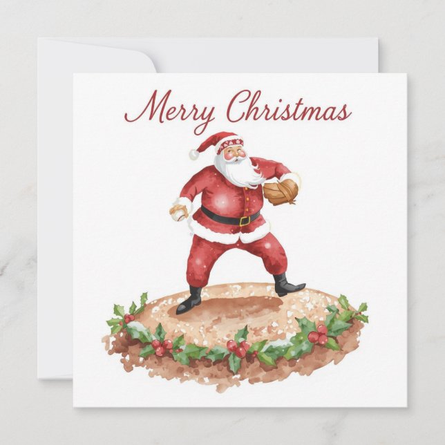 Cartes Pour Fêtes Annuelles Noël de baseball (Devant)