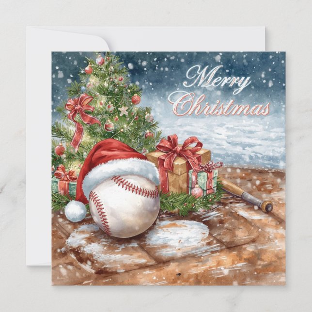Cartes Pour Fêtes Annuelles Noël de baseball (Devant)