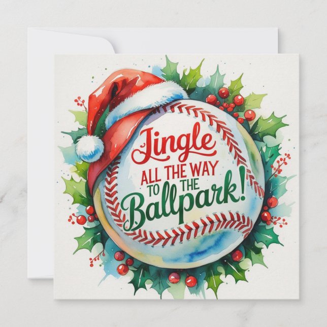 Cartes Pour Fêtes Annuelles Noël de baseball (Devant)
