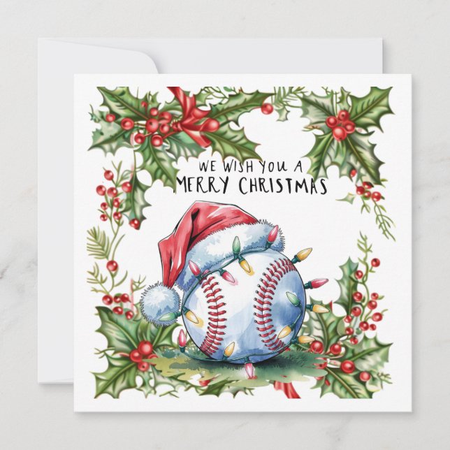 Cartes Pour Fêtes Annuelles Noël de baseball (Devant)