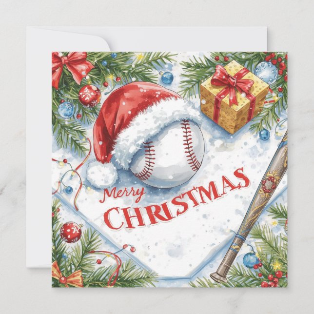 Cartes Pour Fêtes Annuelles Noël de baseball (Devant)