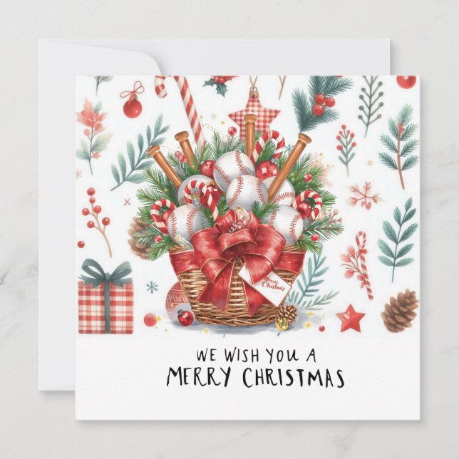 Cartes Pour Fêtes Annuelles Noël de baseball (Devant)