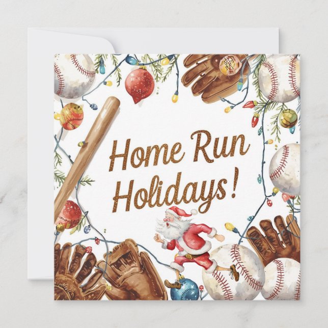 Cartes Pour Fêtes Annuelles Noël de baseball (Devant)