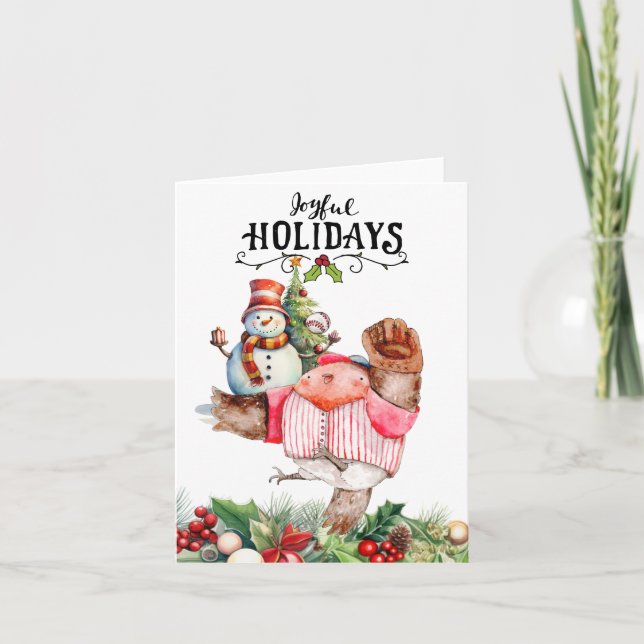 Cartes Pour Fêtes Annuelles Noël de baseball (Devant)