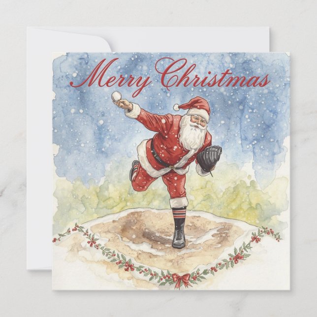 Cartes Pour Fêtes Annuelles Noël de baseball (Devant)