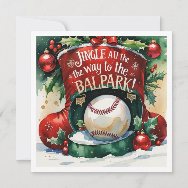 Cartes Pour Fêtes Annuelles Noël de baseball (Devant)