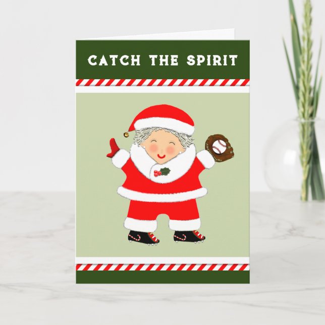 Cartes Pour Fêtes Annuelles Noël de baseball (Devant)