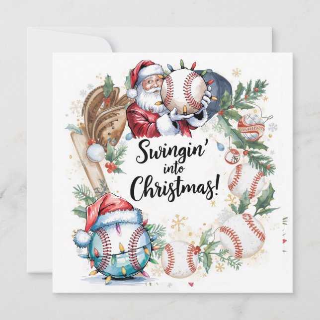 Cartes Pour Fêtes Annuelles Noël de baseball (Devant)