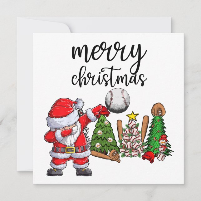 Cartes Pour Fêtes Annuelles Noël de baseball avec le Père Noël (Devant)