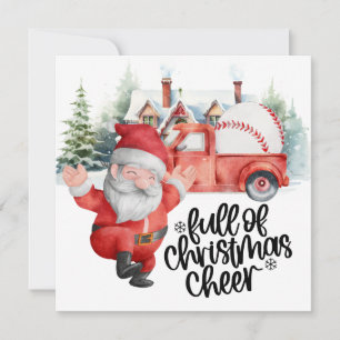 Cartes Pour Fêtes Annuelles Noël de baseball avec le Père Noël et Snowman