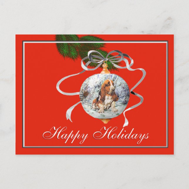 Cartes Pour Fêtes Annuelles Noël de Basset Hound (Devant)