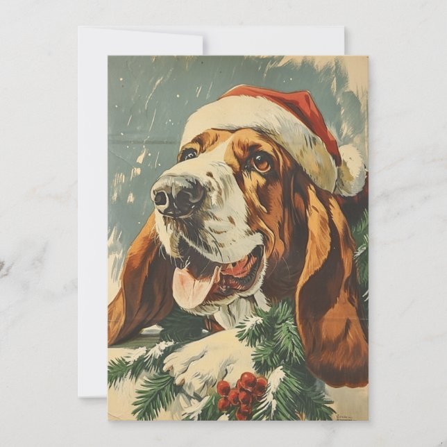 Cartes Pour Fêtes Annuelles Noël de Basset Hound (Devant)