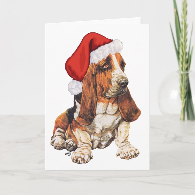 Cartes Pour Fêtes Annuelles Noël de Basset Hound (Devant)