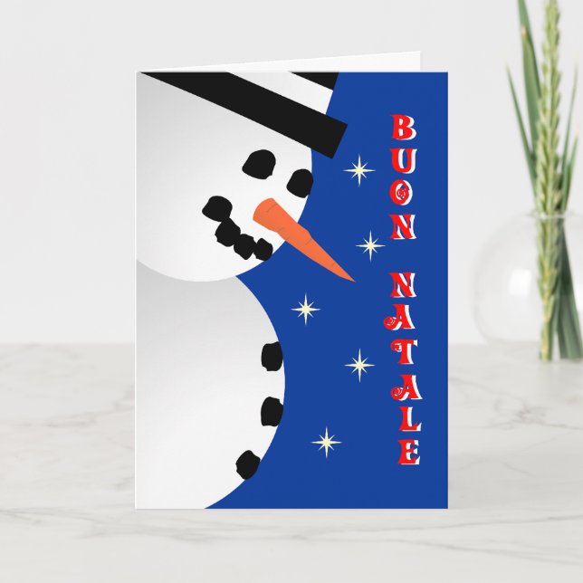 Cartes Pour Fêtes Annuelles Noël de bonhomme de neige - Italien (Devant)