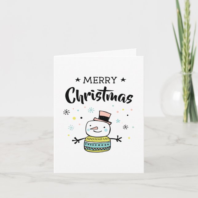 Cartes Pour Fêtes Annuelles Noël de bonhomme de neige rétro (Devant)