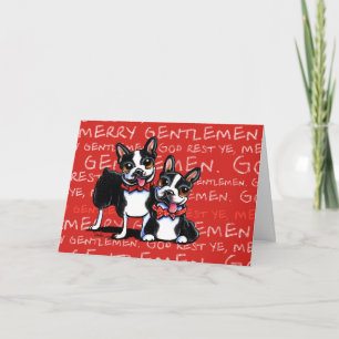 Cartes Pour Fêtes Annuelles Noël de Boston Terrier Merry Gentlemen