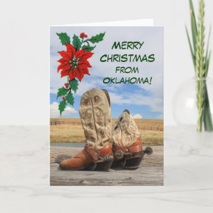 Cartes Pour Fêtes Annuelles Noël de botte occidentale de l'Oklahoma