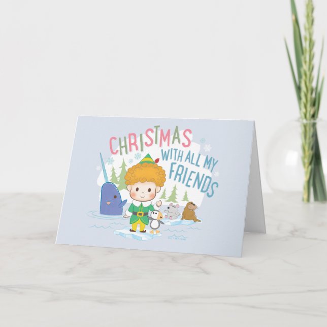 Cartes Pour Fêtes Annuelles Noël de Buddy l'elfe avec tous mes amis (Devant)