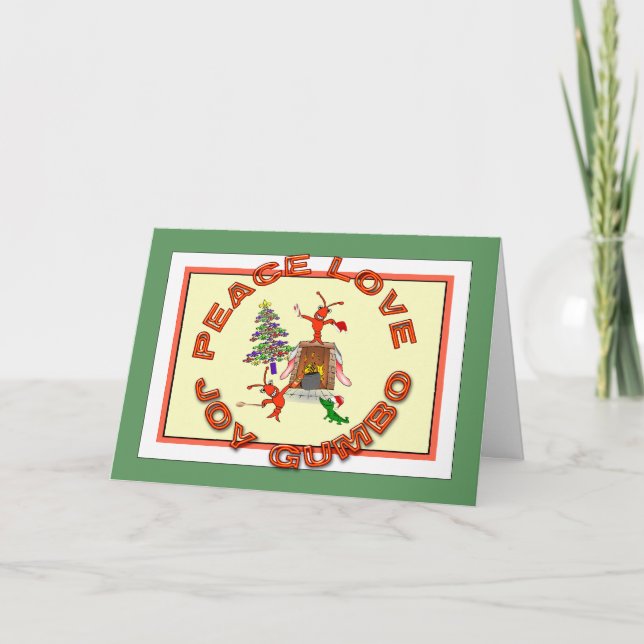 Cartes Pour Fêtes Annuelles Noël de Cajun de gombo d'amour de paix (Devant)