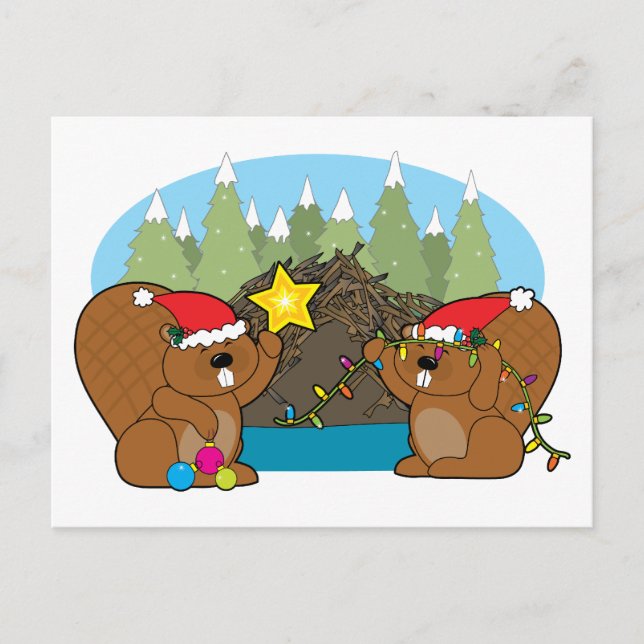 Cartes Pour Fêtes Annuelles Noël de castor (Devant)