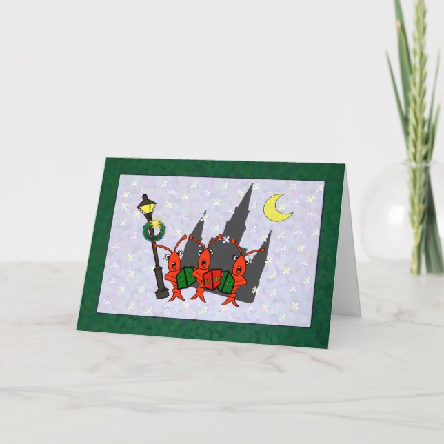 Cartes Pour Fêtes Annuelles Noël de cathédrale d'écrevisses/homard de Caroling (Devant)