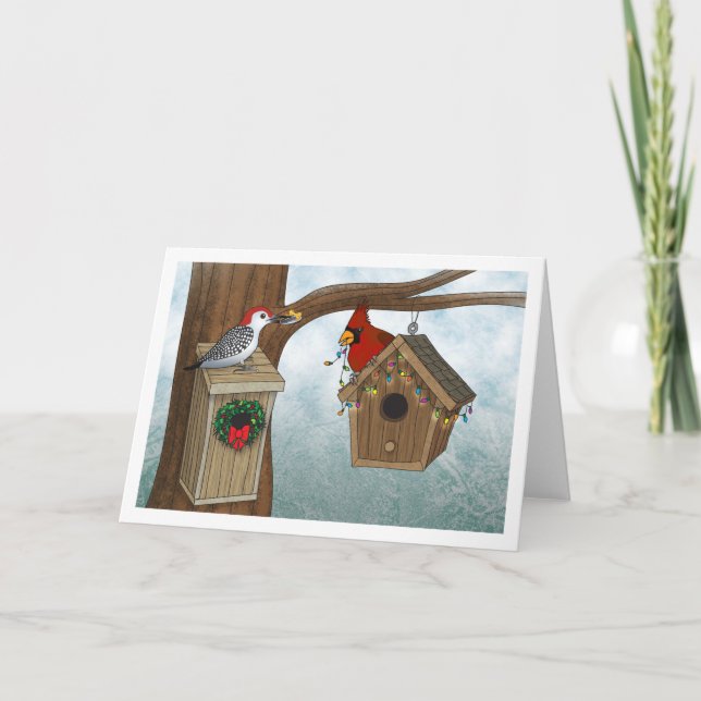 Cartes Pour Fêtes Annuelles Noël de Chambre d'oiseau (Devant)