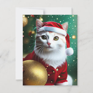 Cartes Pour Fêtes Annuelles Noël de chat blanc
