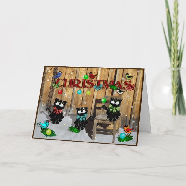 Cartes Pour Fêtes Annuelles Noël de chat de grange (Devant)