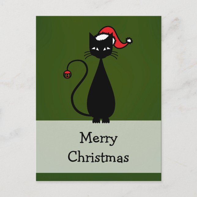 Cartes Pour Fêtes Annuelles Noël de chat noir (Devant)