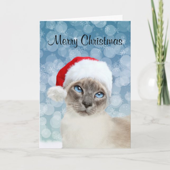 Cartes Pour Fêtes Annuelles Noël de chat siamois (Devant)