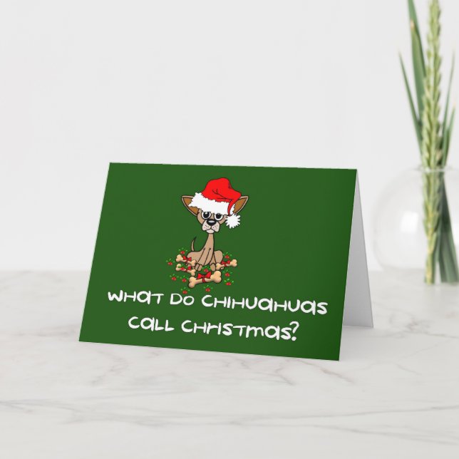 Cartes Pour Fêtes Annuelles Noël de chien de chiwawa (Devant)
