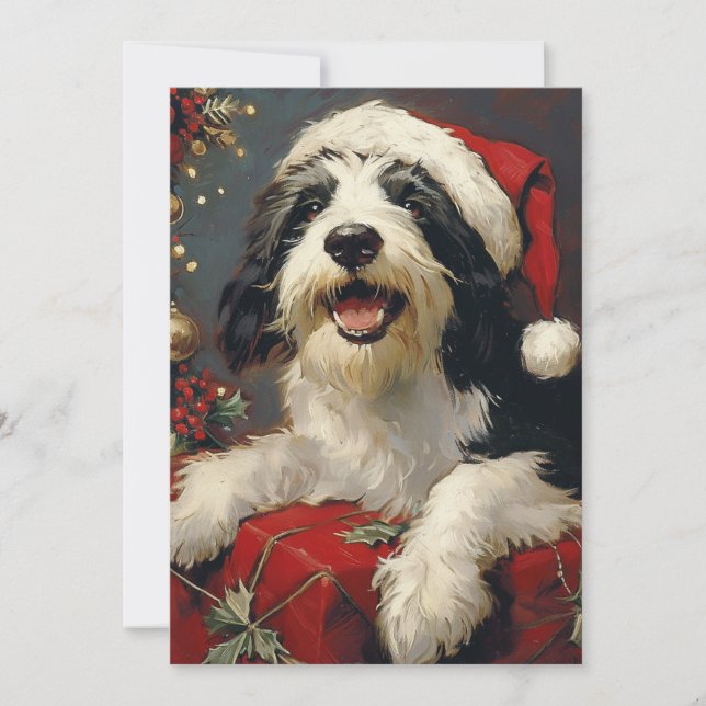 Cartes Pour Fêtes Annuelles Noël de Collie barrée (Devant)