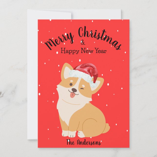 Cartes Pour Fêtes Annuelles Noël de Corgi (Devant)