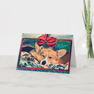 Cartes Pour Fêtes Annuelles Noël de Corgi dormant