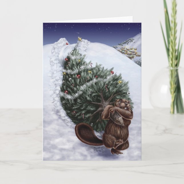 Cartes Pour Fêtes Annuelles Noël de côte ouest : Castor (Devant)