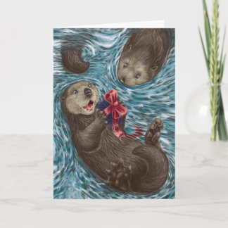 Cartes Pour Fêtes Annuelles Noël de côte ouest : Loutres