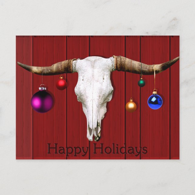 Cartes Pour Fêtes Annuelles Noël de crâne de vache ornemente HOL heureux de (Devant)