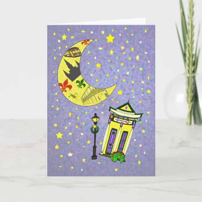 Cartes Pour Fêtes Annuelles Noël de croissant de lune de la Nouvelle-Orléans (Devant)