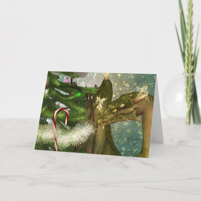 Cartes Pour Fêtes Annuelles Noël de dragon et de fées (Devant)