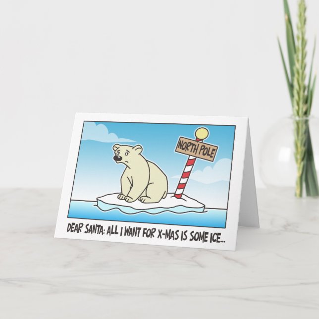 Cartes Pour Fêtes Annuelles Noël de glace d'ours blanc (Devant)