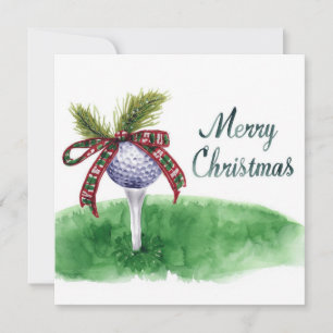 Cartes Pour Fêtes Annuelles Noël de golf avec balle de golf et tee avec ruban