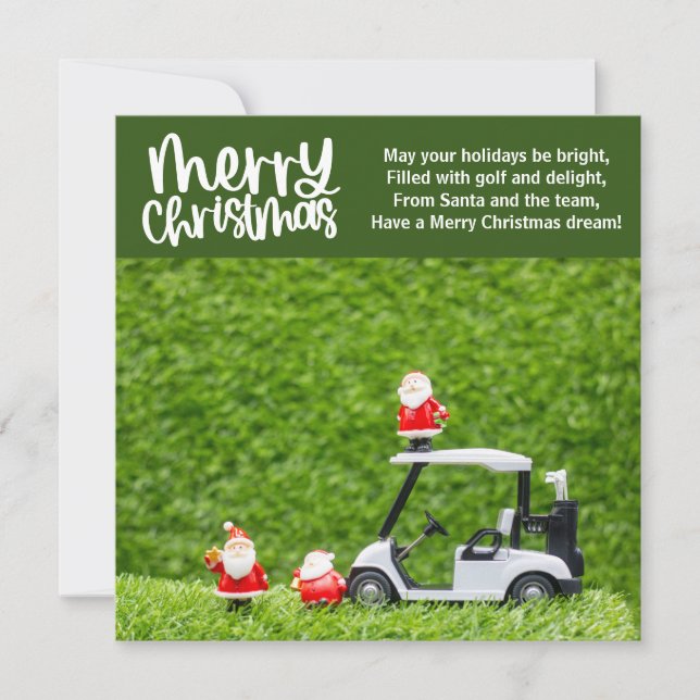 Cartes Pour Fêtes Annuelles Noël de golf avec le Père Noël (Devant)