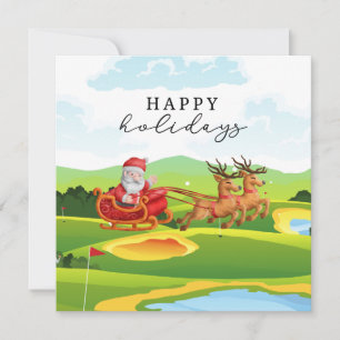 Cartes Pour Fêtes Annuelles Noël de golf avec le Père Noël Joyeux vacances
