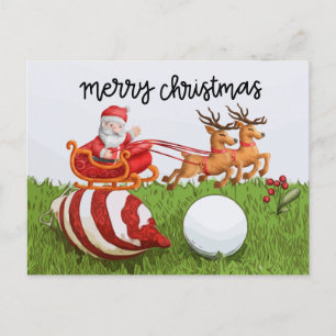 Cartes Pour Fêtes Annuelles Noël de golf avec le Père Noël pour Golfer