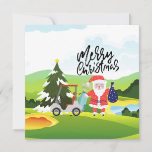 Cartes Pour Fêtes Annuelles Noël de golf avec le Père Noël pour Golfer