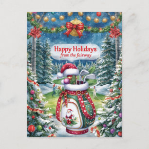 Cartes Pour Fêtes Annuelles Noël de golf avec sac de golf en vert