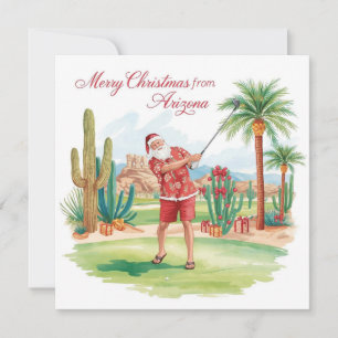 Cartes Pour Fêtes Annuelles Noël de golf en Arizona   Père Noël